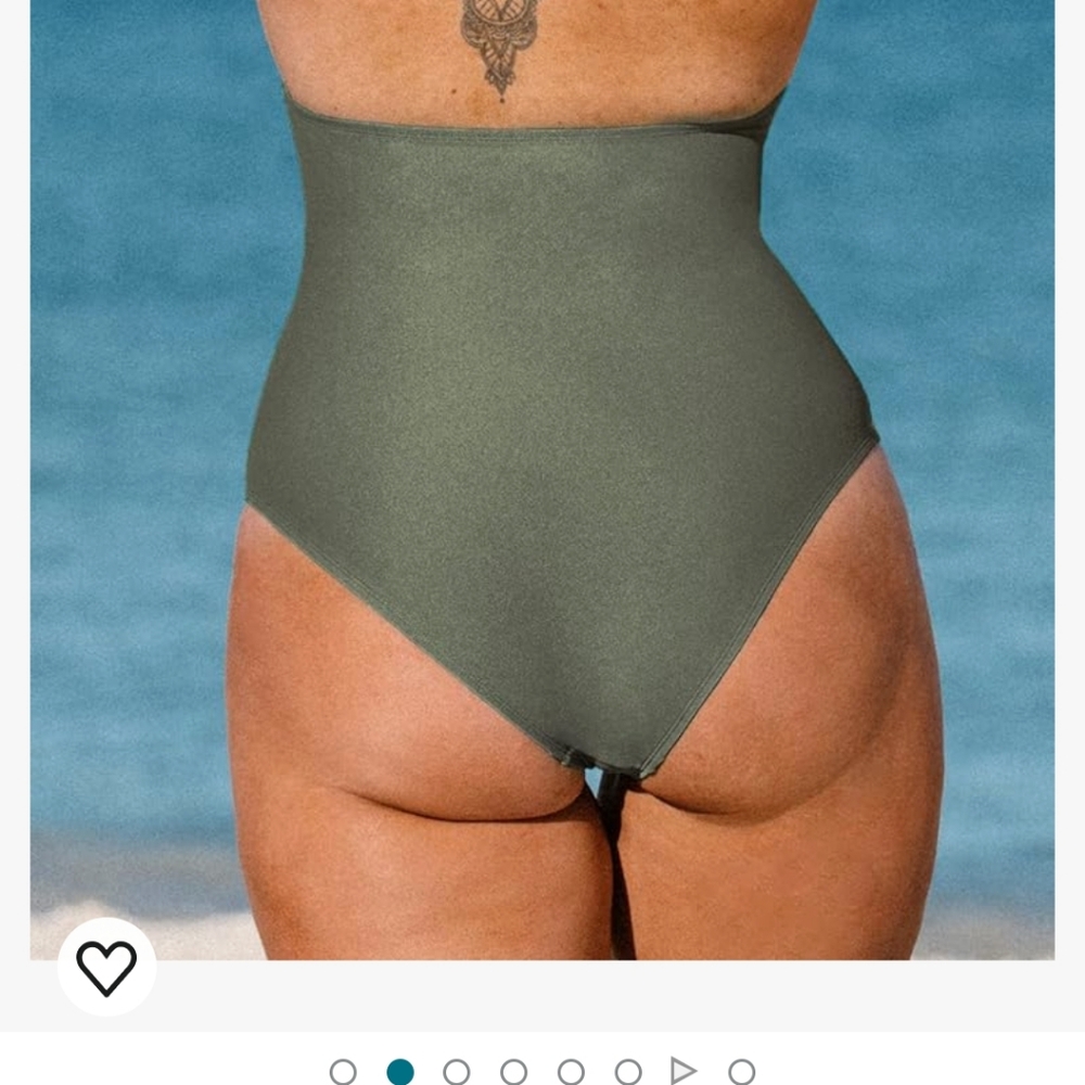 Women's One Piece,  Size 1X tummy control, plus swim‎ suit  in  military green - Picture 3 of 10